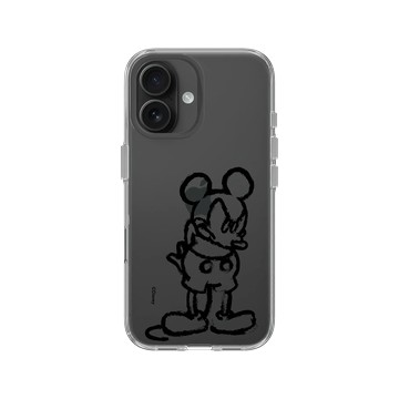 iPhone 16 Clear Case（相機按鈕） 透明 - 迪士尼-米奇 Mickey - 黑標款-米奇蠟筆風格