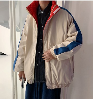 FINDSENSE X 寬松大碼學生夾克情侶棉衣 港風拼色潮流棉服外套