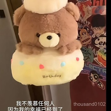臺灣🚍 速寄🉑衕款七夕禮物小熊蛋糕玩偶毛絨可抽拉生日快樂蛋糕禮物 小熊蛋糕盒子 小熊驚喜蛋糕 情侶禮物 驚喜禮物 生日
