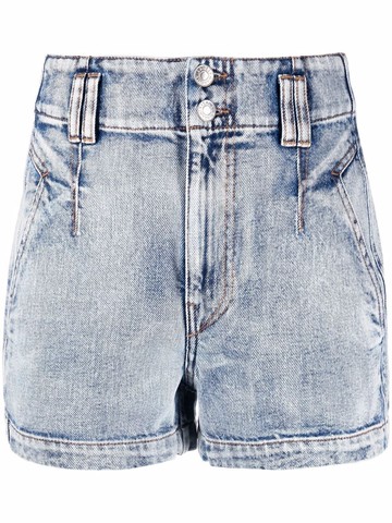 MARANT ÉTOILE - high-waisted denim shorts - women - Cotton/Polyester/Cotton - 34 - Blue