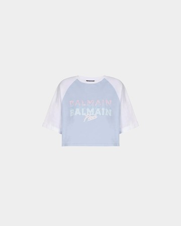BALMAIN 巴黎印花拼色短袖 T-Shirt - M
