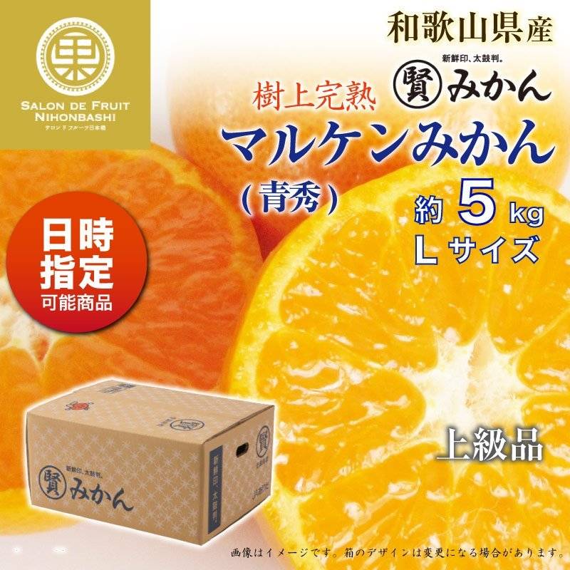 [予約 11月25日-12月31日の納品] マル賢みかん 青秀 約 5kg Lサイズ 樹上完熟 マルケン 和歌山県産 冬ギフト お歳暮 御歳暮