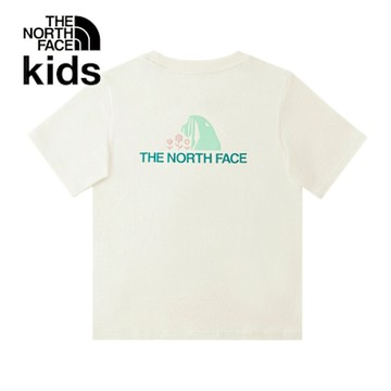The North Face 官方旗艦 北面兒童米白色純棉趣味印花短袖T恤｜8DCSQLI