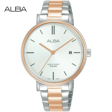 ALBA 雅柏 簡約時尚氣質腕錶/銀X玫瑰金/36mm (VJ32-X342KS/AG8N96X1)