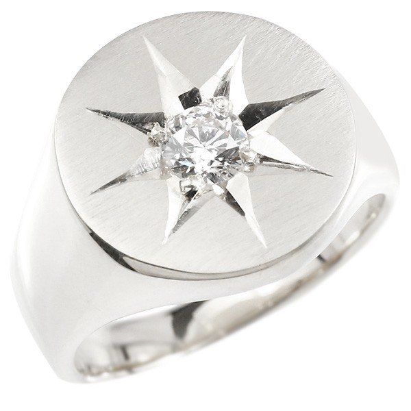 メンズ プラチナリング キュービックジルコニア 印台 幅広 指輪 