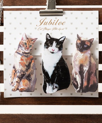 髮夾三件組 動物 狗狗 貓咪 鳥類 藝術 設計 Cat/04