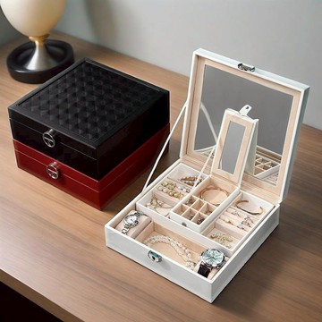 現貨⚡️隔日配🔥 🫧.🤍飾品盒 珠寶盒 首飾收納盒｜植絨多層分類× 大鏡面 × 多層植絨 × 附外出Travel飾品盒