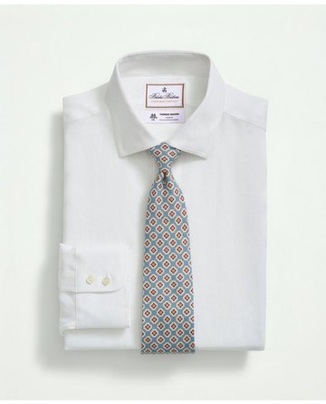 Brooks Brothers Men's X Thomas Mason Linen Poplin English Spread Collar | White | Size 17 35