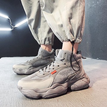 秋冬季年新款高幫男鞋潮流百搭男士厚底運動休閑增高老爹潮鞋