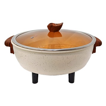 THOMSON 麥飯石不沾鴛鴦火鍋 雙鍋槽設計 一鍋雙饗宴 可視透明玻璃蓋  TM-SAK51