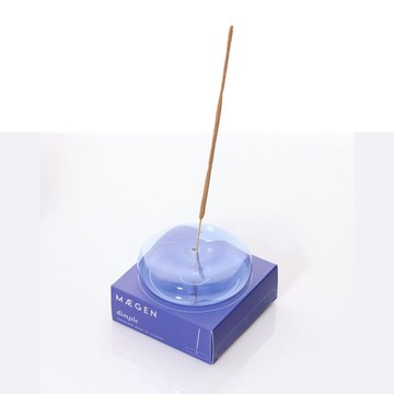 波紋玻璃線香座-藍 藍