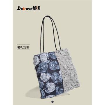 CAPIE&KURI宋茜同款蕾絲繡球花腋下包女士新中式大容量手提托特包