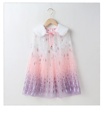 公主風毛領披肩-粉