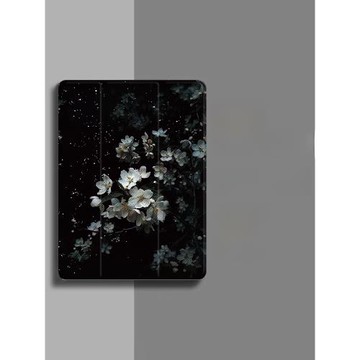 淡雅白月季適用平板ipadair6保護套新款ipadpro2024保護殼平板10時尚復古女mini6/5超火帶筆槽2022版防摔11寸