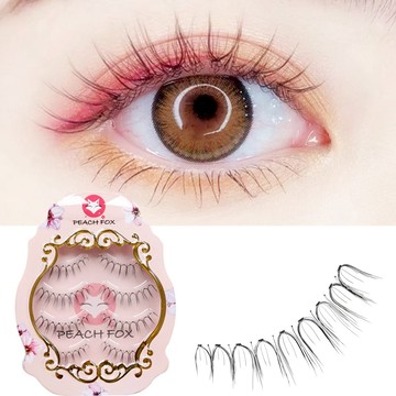 桃狐假睫毛女自然仿真素顏日系交叉眼尾加長眼睫毛 透明梗網紅款