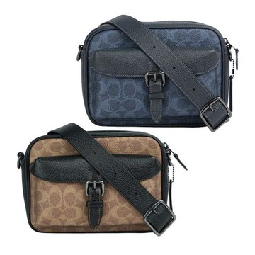 COACH Warner 塗層帆布及皮革拉鍊斜背包(任選) CW217