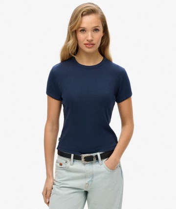 Superdry Women's Athletic Essentials Logo Rib T-shirt Navy Size: 6
