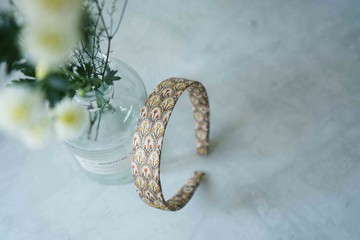 古董領帶改製手工髮箍-Hermès 蒲公英印花-蝴蝶結/窄版