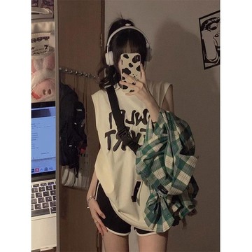 已售9642件💖赤道少女 100%純棉 背心 無袖上衣 夏天衣服 美式復古 oversize 寬鬆上衣 ins 風衣服