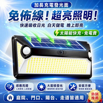 台灣出貨🚀無需佈線！太亮了！草坪燈 太陽能壁燈 爆亮太陽能路燈 LED壁燈 感應燈 人體感應燈 露營燈 小夜燈 陽臺燈