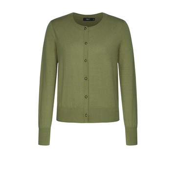 圓領花色紗開襟針織外套/橄欖綠 | 5827137154