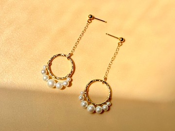 14KGF凡爾賽造型天然淡水珍珠耳環 獨立原創設計 新年禮物