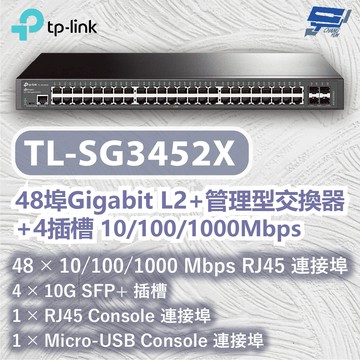 TP-LINK 昌運監視器 TL-SG3452X 48埠Gigabit L2+管理型交換器10/100/1000Mbps