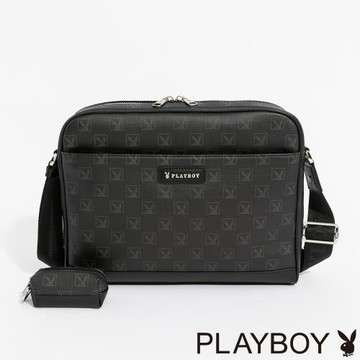 PLAYBOY - 大斜背包  Shadow Grid系列 - 黑色