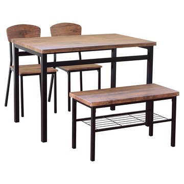 【RICHOME】雅米餐桌椅組(一桌二椅一長凳)