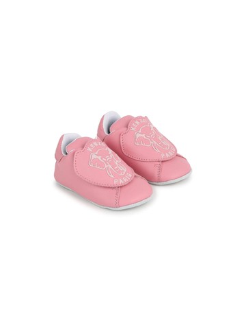 Kenzo Kids - Elephant-print touch-strap slippers - kids - Mesh/Goat Skin/Calf Leather - 19 - Pink