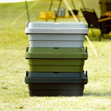 日本 RISU TRUNK CARGO二代 日製掀蓋式收納箱(淺型) 30L - 炭黑