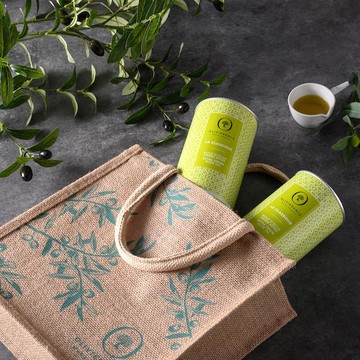 OLIVIERS&CO 210°熱炒專用橄欖油2入＋塑膠油嘴頭(馬口鐵瓶身專用)＋橄欖風尚麻布購物袋(小)