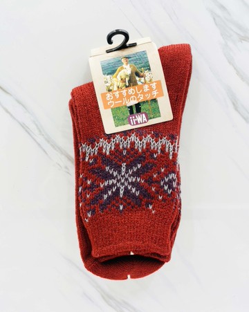 【震撼精品百貨】日本精品百貨~日本羊毛襪子(22~24CM)紅花*73664