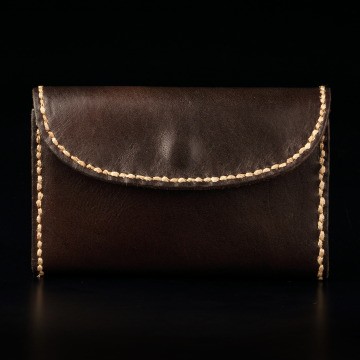 倉吉0046 植鞣革手工財布/ 短皮夾