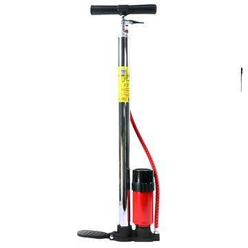 鐵馬行 高壓直立式打氣筒 附氣壓氣表 FC-802 白鐵色  1支