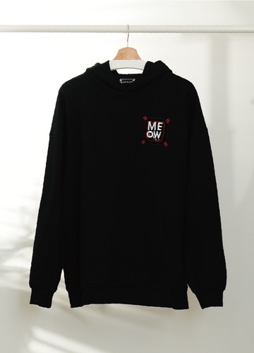 MEOW 貓咪 連帽中性衛衣 by Toby Black