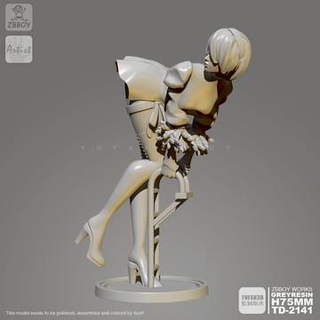 75MM YUFAN監制 2B登梯美少女 樹脂手辦兵人白模 TD-2141