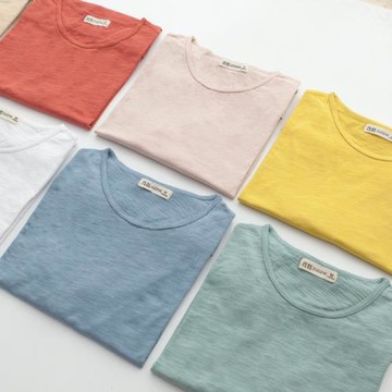 男士日系圓領竹節棉男裝上衣服春夏秋長袖T打底衫短袖t恤半袖體恤