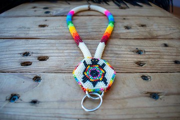 烏龜鑰匙扣 烏龜手鍊 米色腕帶 串珠鑰匙扣 彩虹鑰匙扣