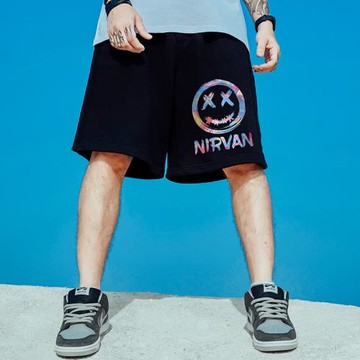 國潮中國風男褲胖子純棉大碼寬松加肥加大潮牌運動五分褲情侶短褲