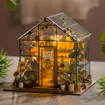 手工DIY小屋拼裝建築模型玩具兒童益智玩具12+青少年花房生日禮物 雙11全館免運