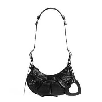 BALENCIAGA 巴黎世家 Le Cagole XS 羊皮 機車包 半月包 斜背包 肩背包 黑色 671309