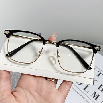 2023年新款個性商務眉毛方形金屬近視眼鏡框文藝男網紅平光眼鏡架
