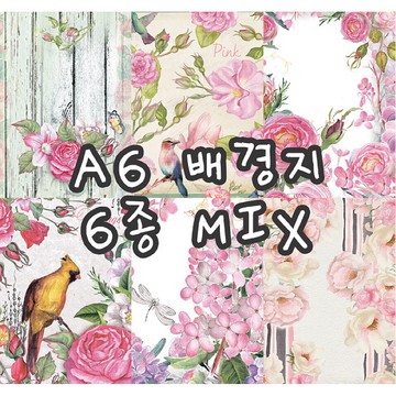 (A6size) 雀 Letter 6types mix 100g 復古圖案紙 (까너)