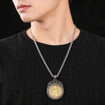 項鍊 財神項鍊 龍五爺項鍊 長項鍊 飾品 鈦鋼項鍊 貔貅項鍊 招財項鍊 開運飾品 男生項鍊 禮物 847