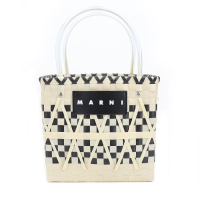 マルニ バッグ Marni Market ステンシルバッグ ブラック ホワイト カゴ