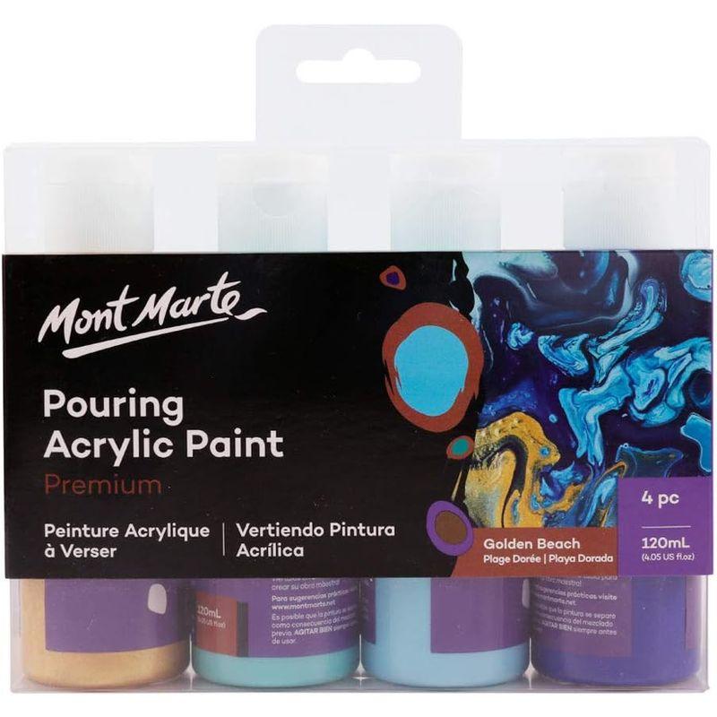 Mont Marte アクリルポーリング絵具セット 金色砂浜 注ぎ塗料 Pouring Acrylic Set x 120ml ペイン