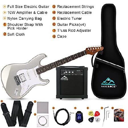 EASTROCK 39 inch Full-Size Stratocaster Electric Guitar Kit for Beginner Starter with 10w Amp, Bag, Capo, Shoulder Strap, String, Cable, Tuner, Picks.