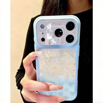 粉鏡藍黃暈染適用蘋果17ProMax手機殼iPhone17/16/15pro視窗14/13