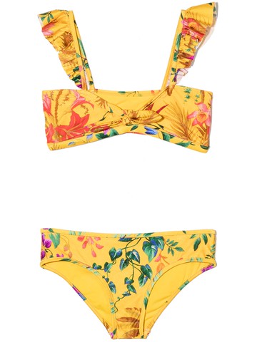 ZIMMERMANN Kids - Tropicana print bikini - kids - Elastane/Polyamide/Elastane/Polyamide - 6 yrs - Yellow